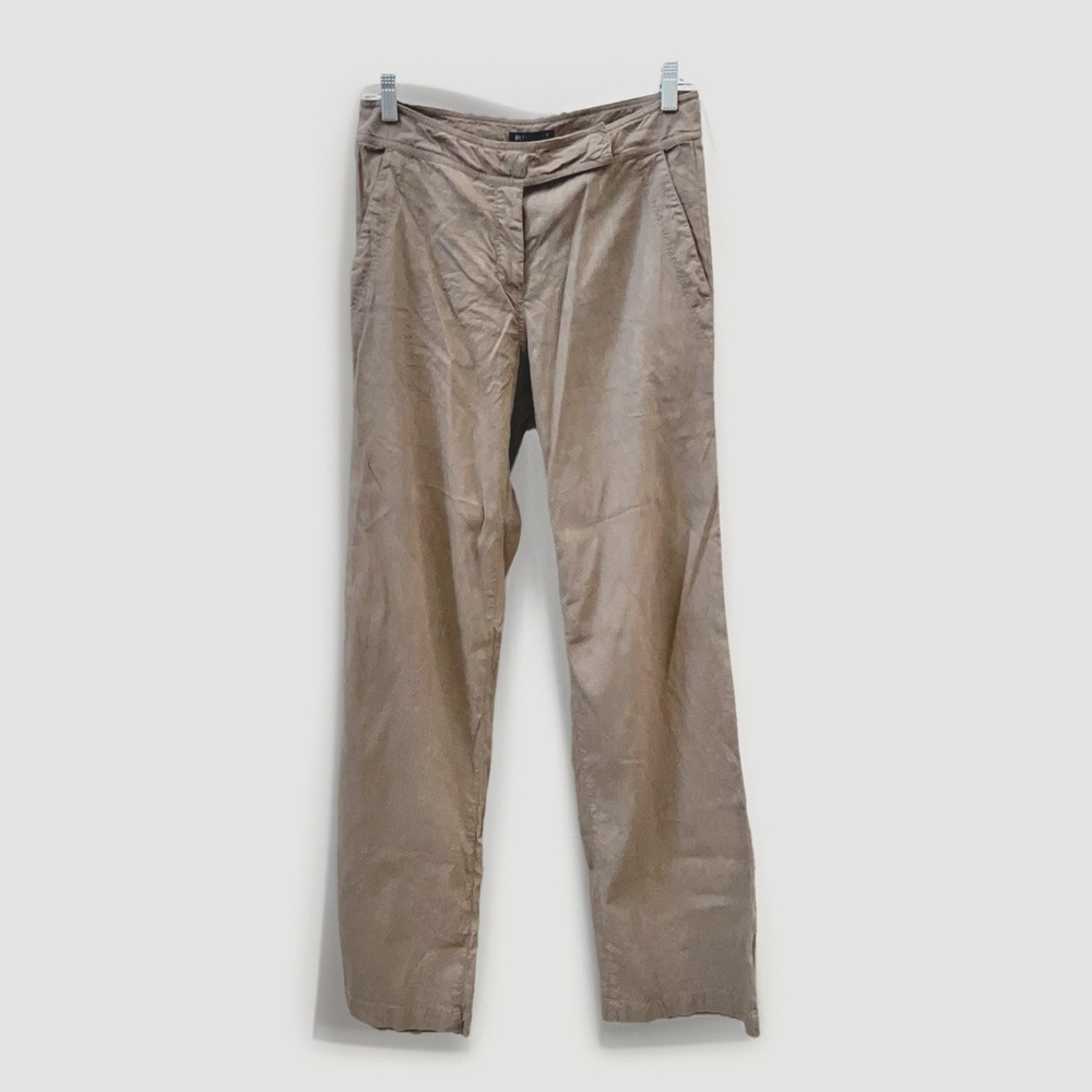 Eileen Fisher Pants Women 4 Tan Khaki Organic Linen Viscose Chino Midrise Straig
